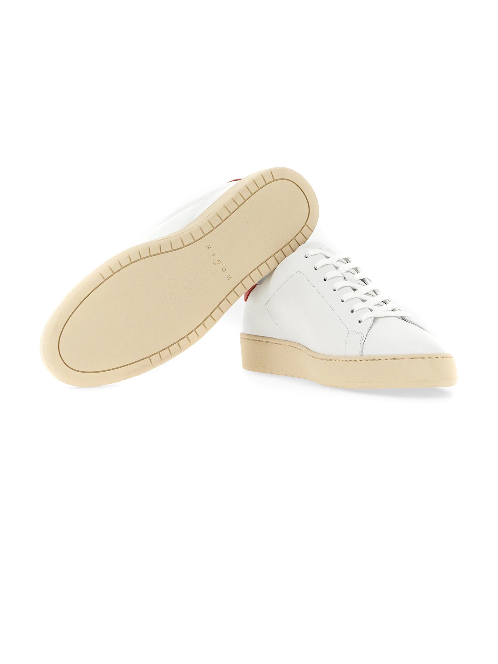 Hogan Leather Sneakers With Flat Rubber Sole In White
