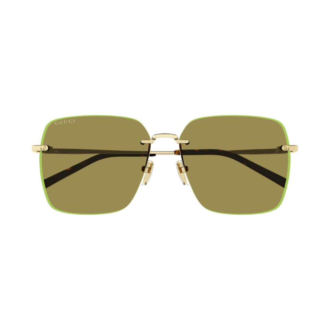 Gucci Gg1955sa Linea Institutional Logo 004 Gold Green Sunglasses In Gold