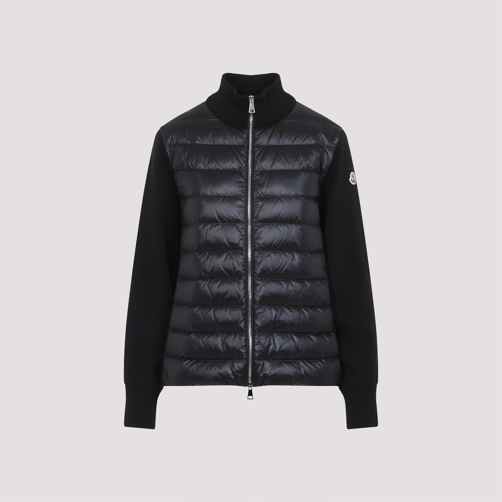 Moncler Women Nylon Down Jacket With Virgin Wool Inserts In Black