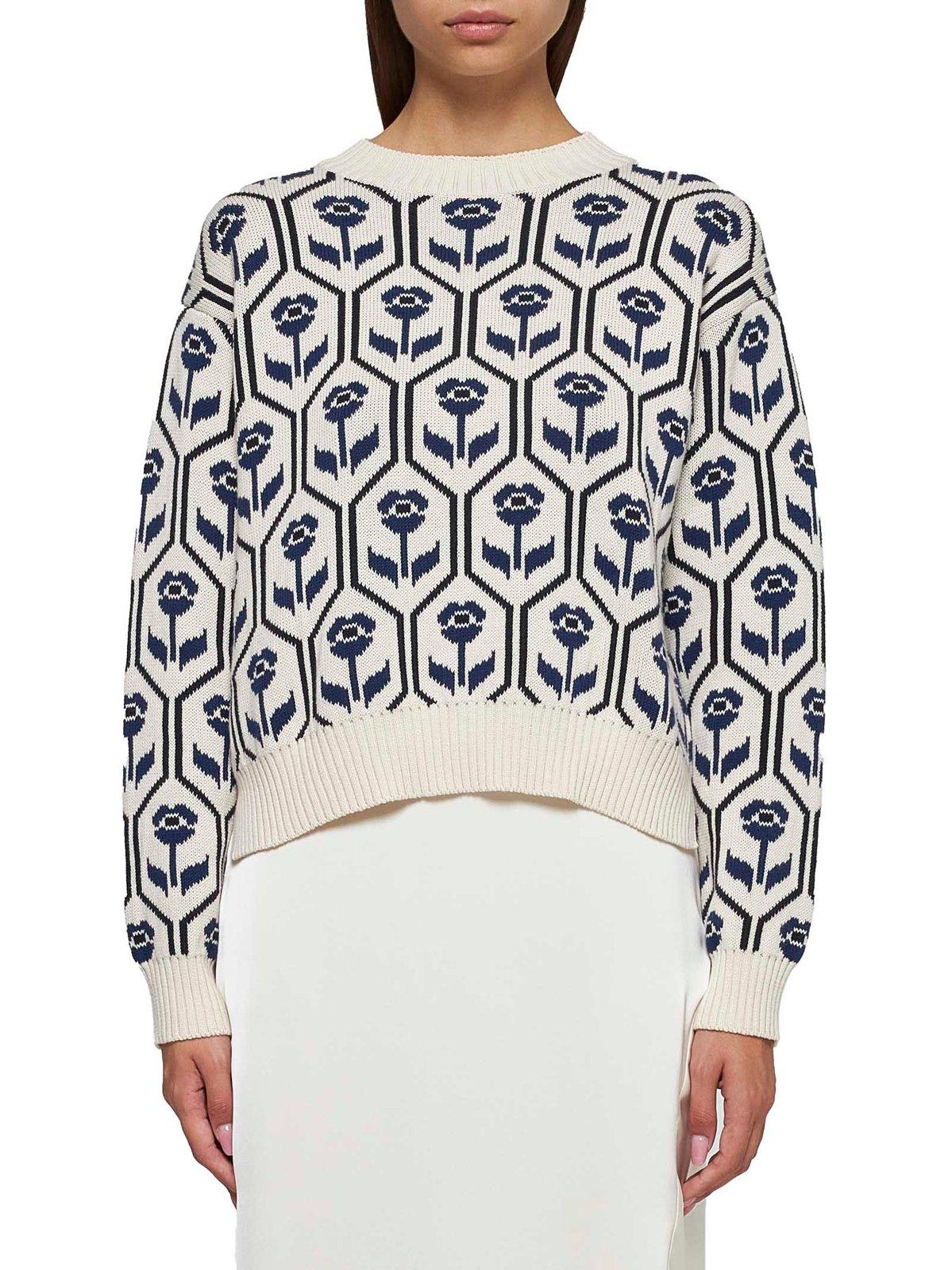 WEEKEND MAX MARA ALL-OVER FLORAL PATTEREND CREWNECK JUMPER 