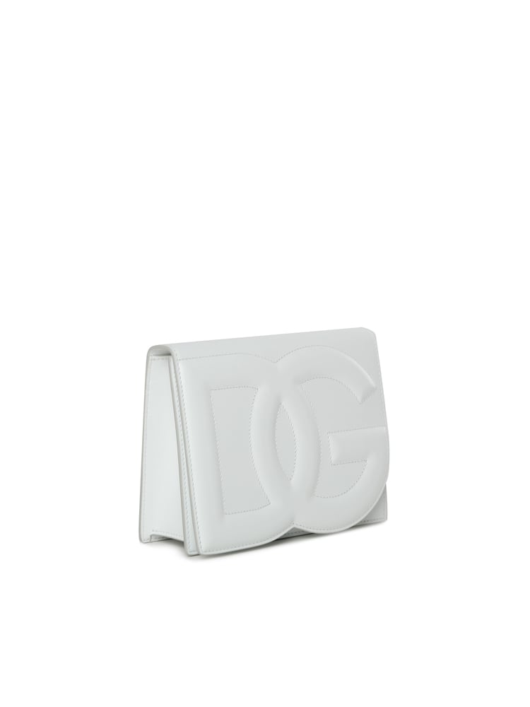 Shop Dolce & Gabbana Logo Bag Shoulder Bag In Calfskin In White