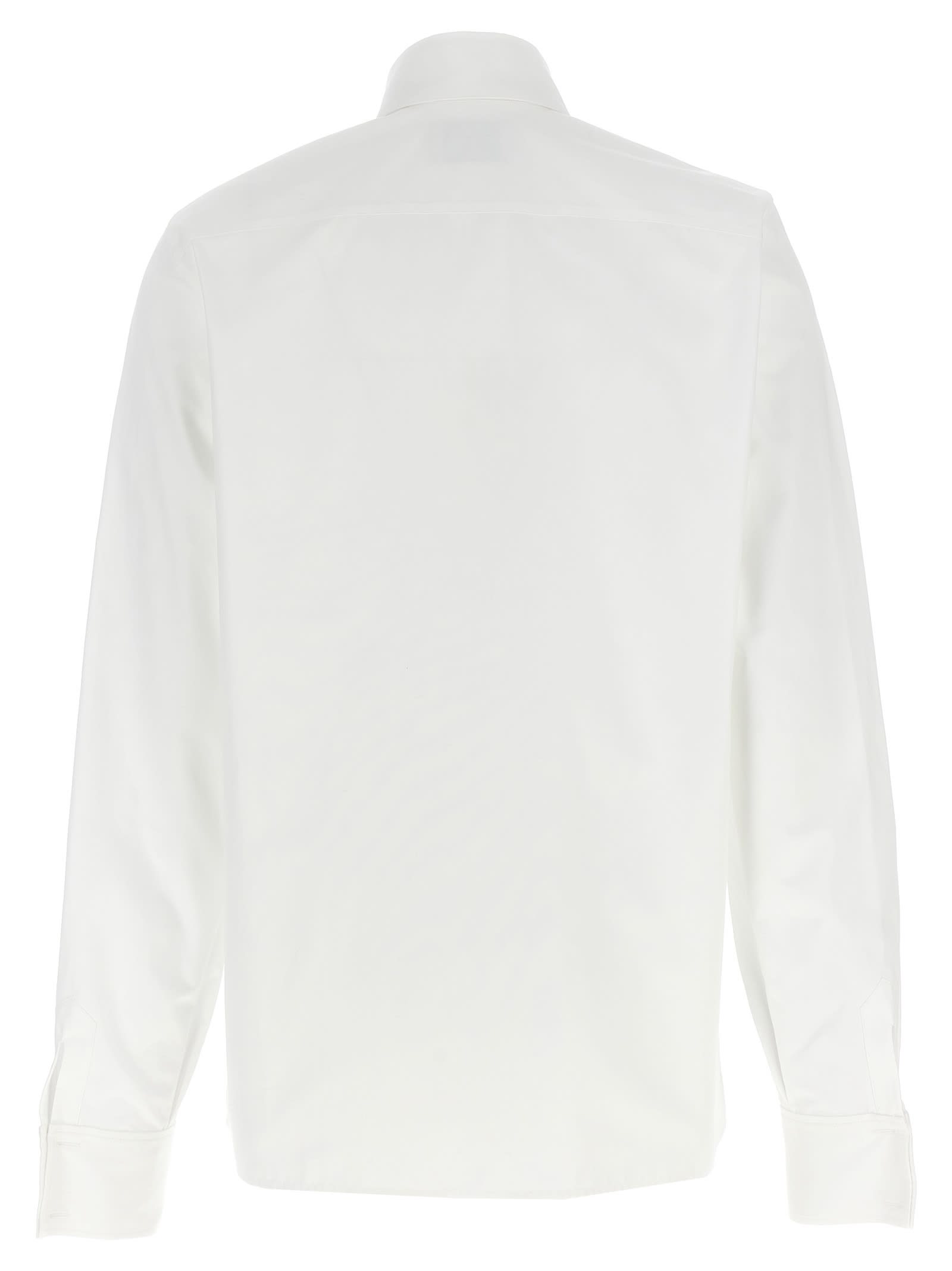 Shop Saint Laurent Logo Embroidery Shirt In White