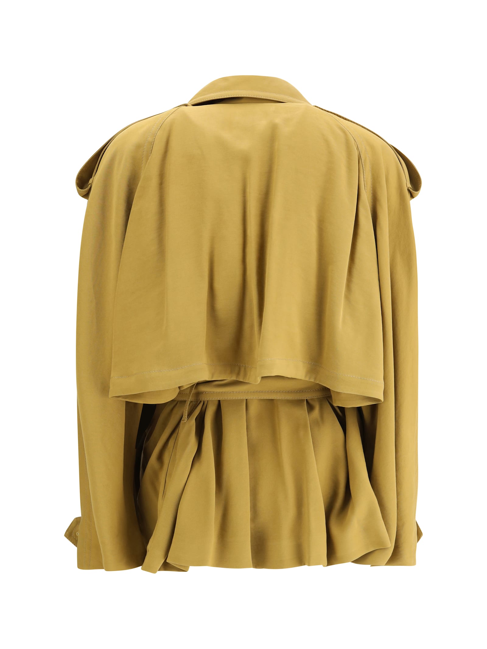The Andamane Double-breasted Short Trench Coat In Mustard