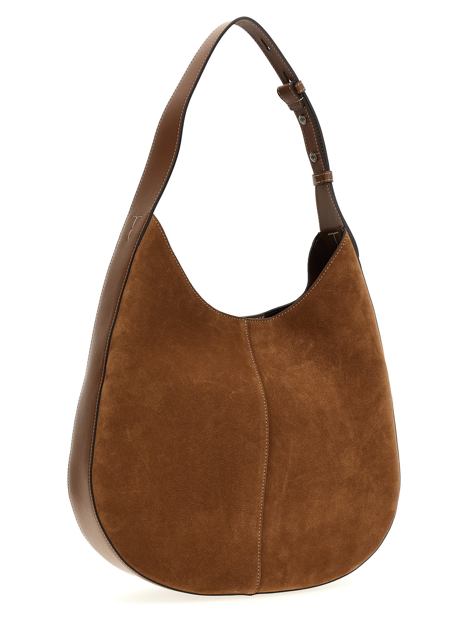 Shop Tod's Suede Leather Hobo Bag In Brown