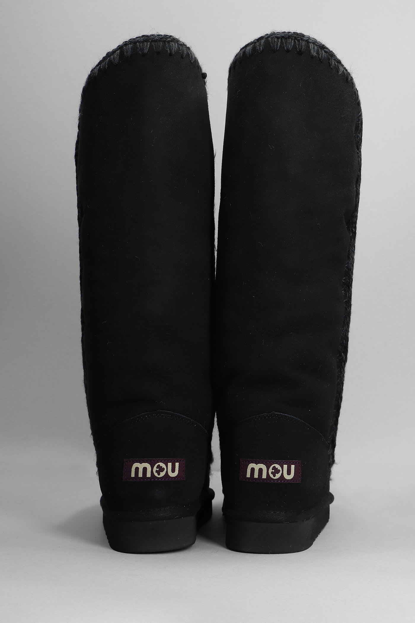 Mou Eskimo 40 Low Heels Boots In Black Suede In Black