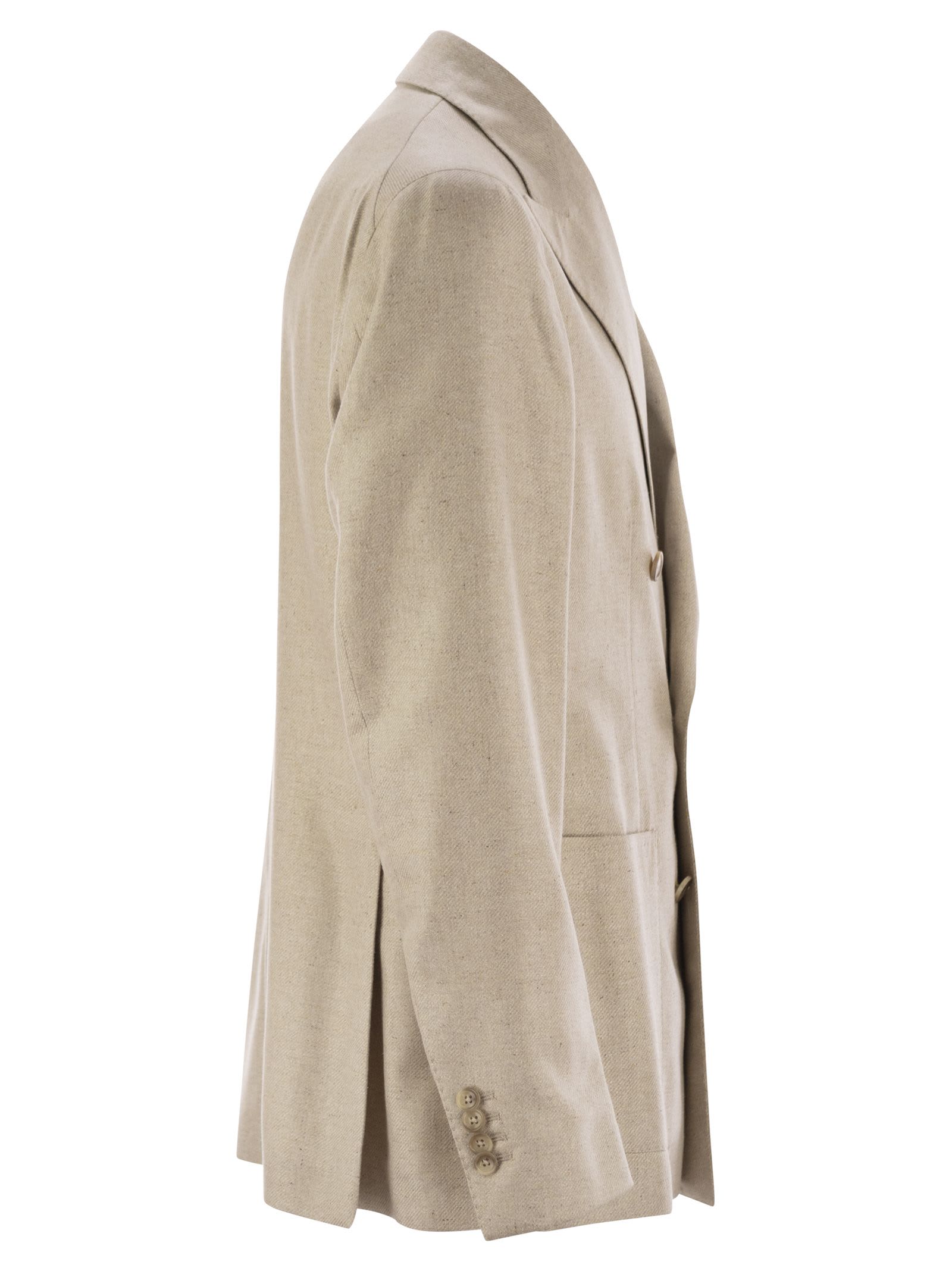 Tagliatore Double Breasted Silk Jacket In Green