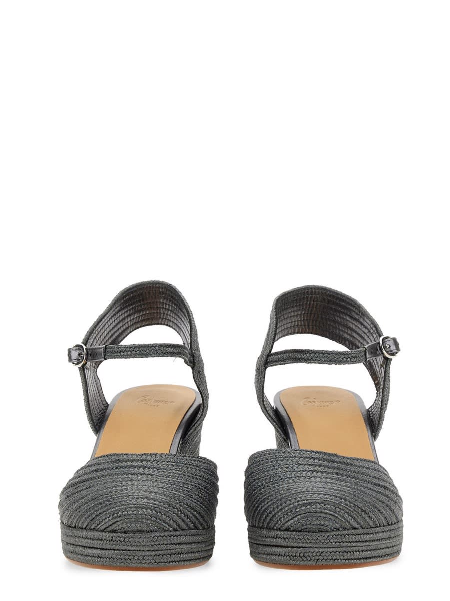 Shop Castaã±er Espadrille Carolyn In Silver