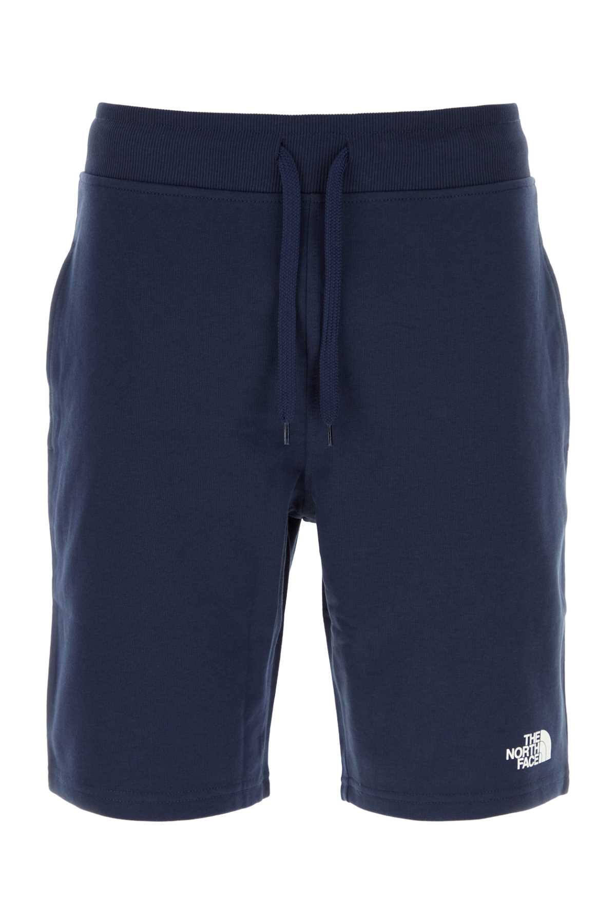 Navy Blue Cotton Bermuda Shorts