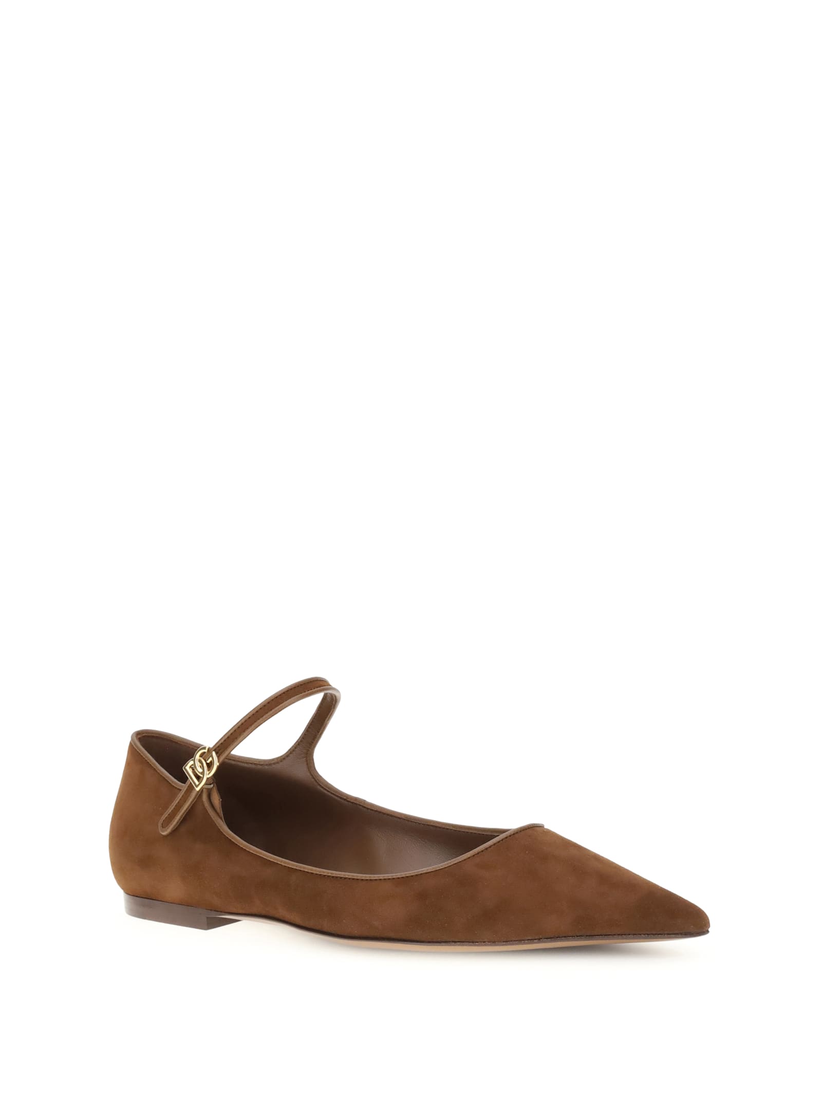 Dolce & Gabbana Women Suede And Nappa Leather Ballerinas In Brown