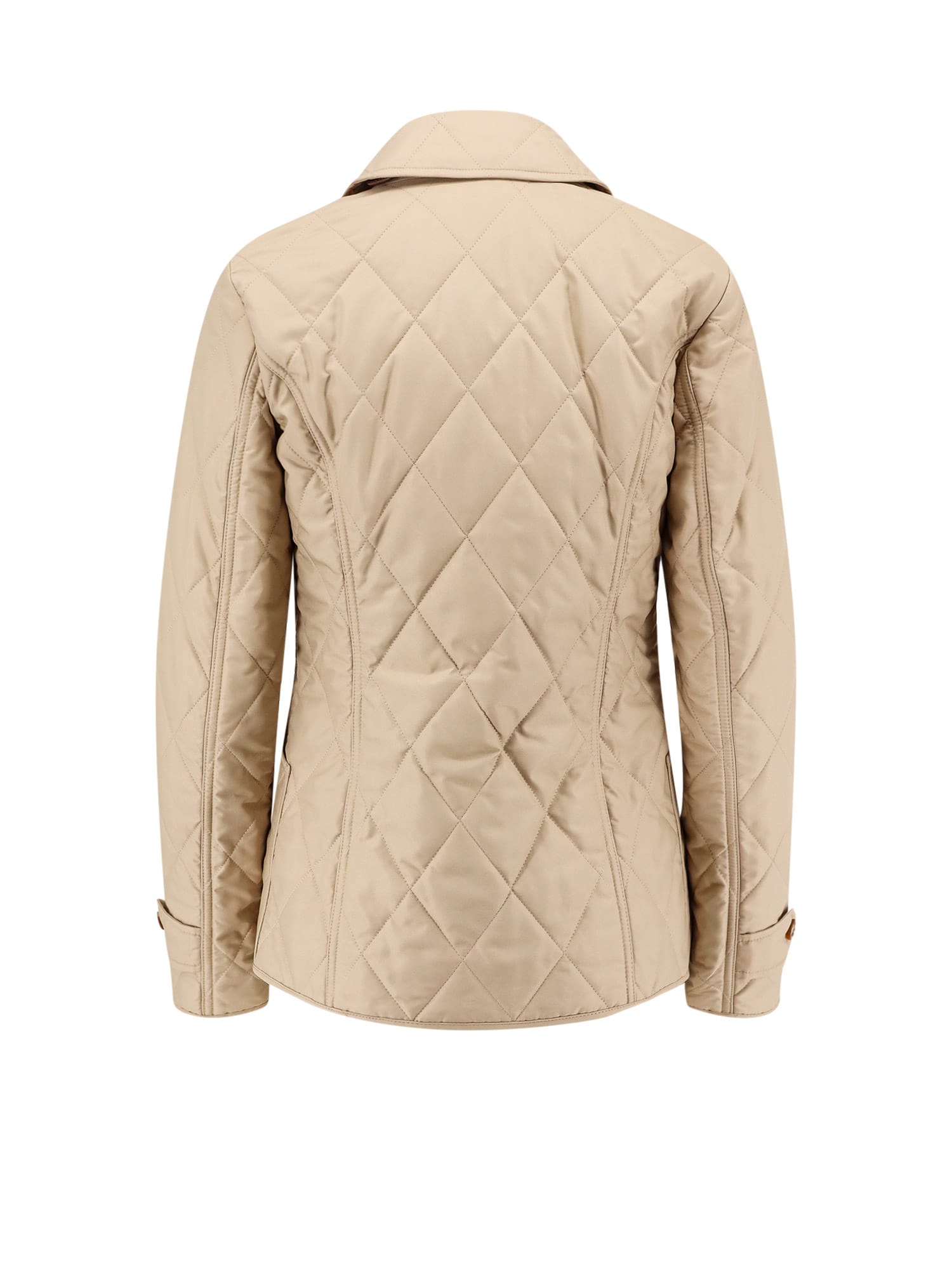 Burberry Quilted And Folded Collar Cotton Dress In Beige