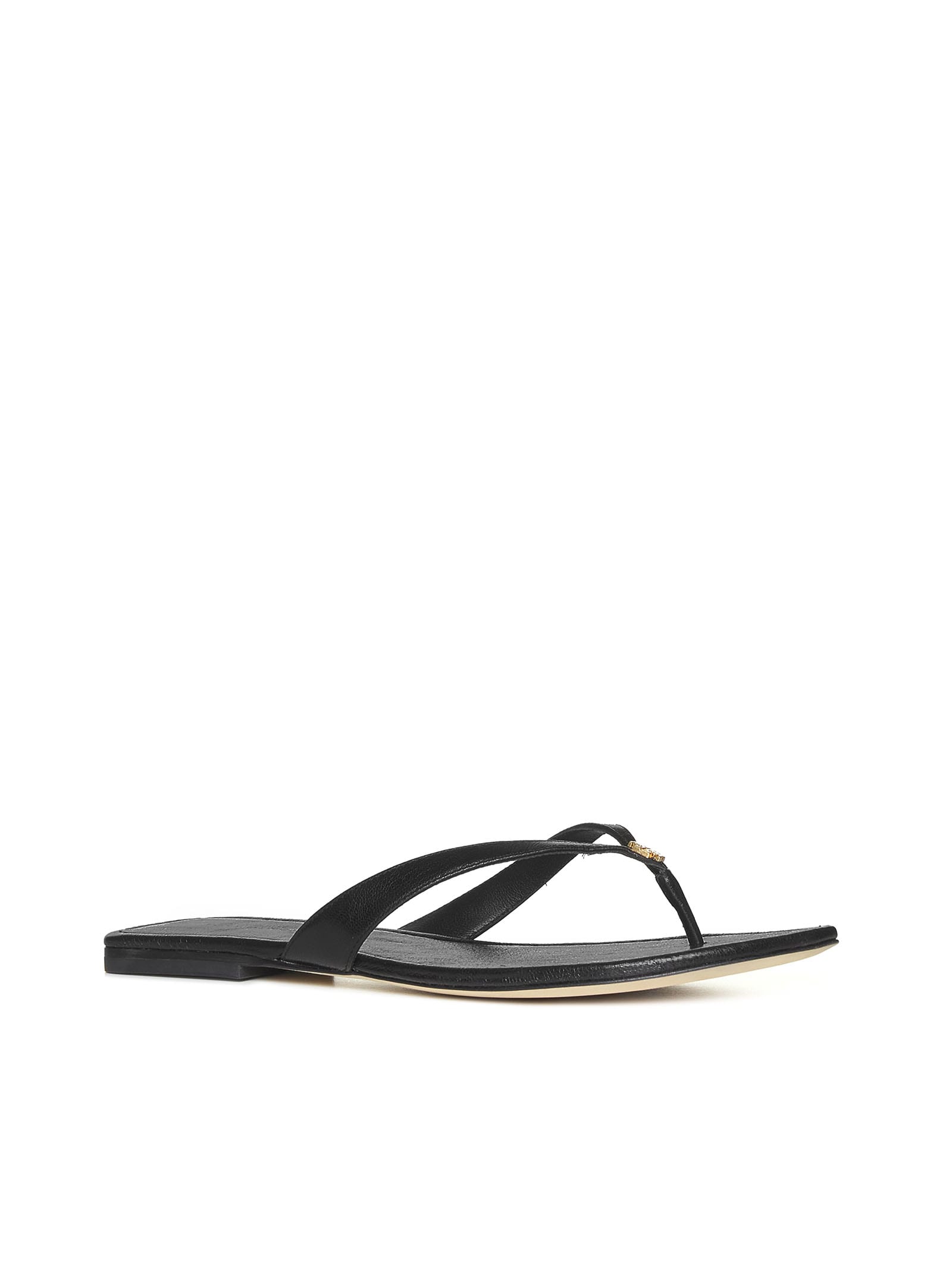 Tory Burch Black Slip On Flip Flops In Perfect Black