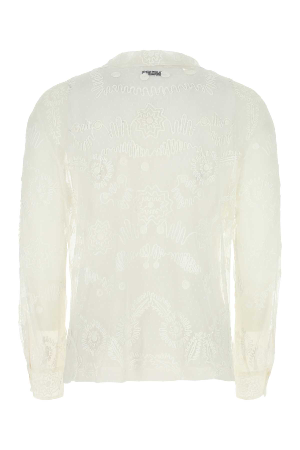 Shop Bode Embroidered Mesh Shirt In Wtmlt