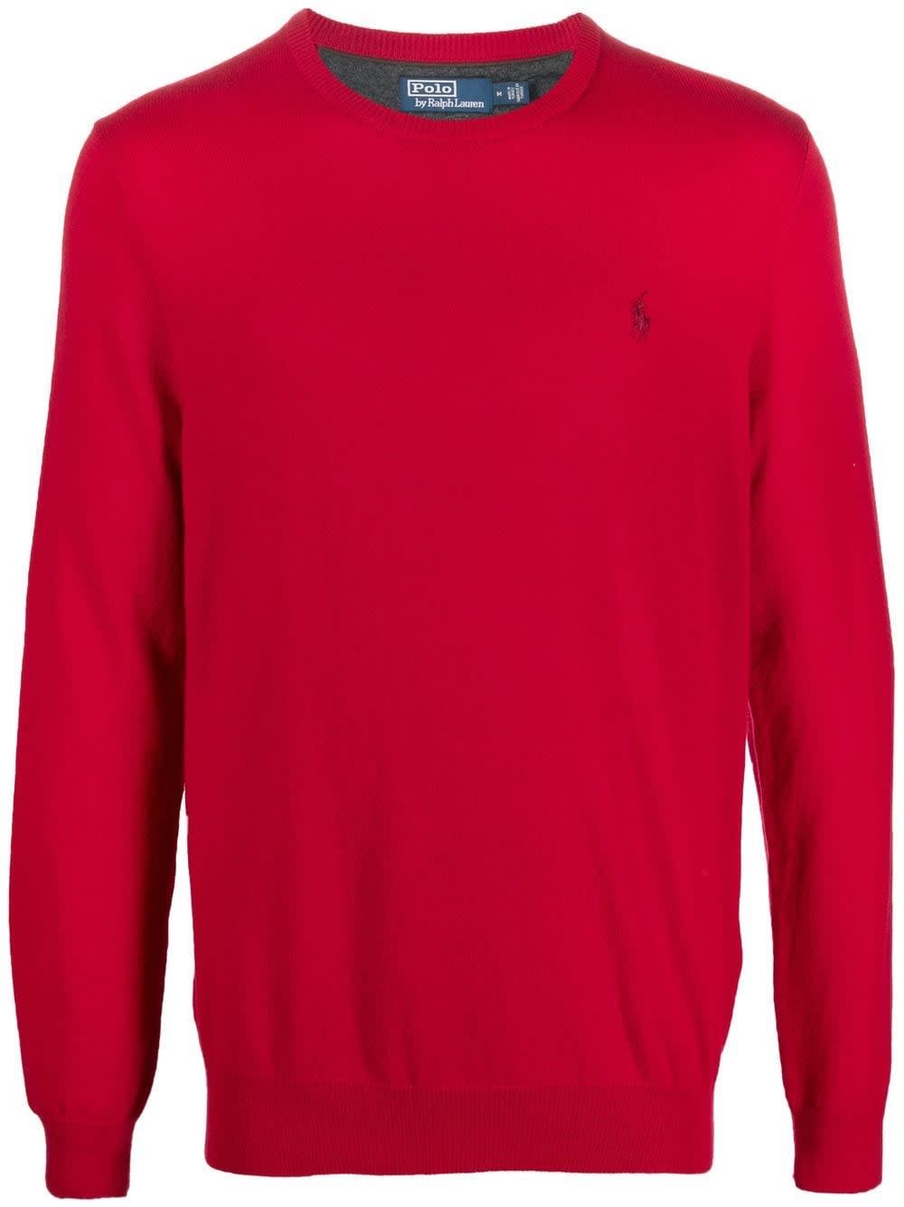 Shop Polo Ralph Lauren Long Sleeve Crew Neck Pullover In Park Ave Red
