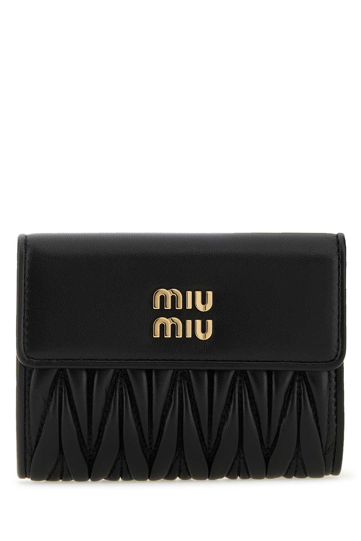 Shop Miu Miu Black Leather Wallet In Nero