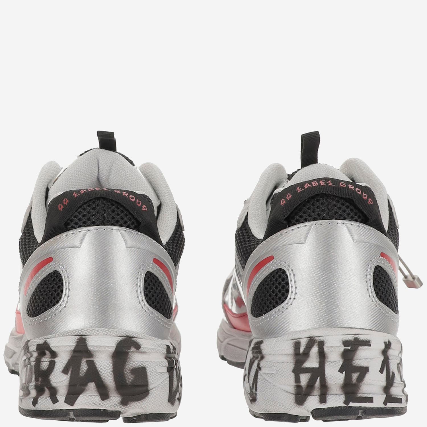 44 Label Group Dragger Sneakers In Silver Leather And Fabric In Black