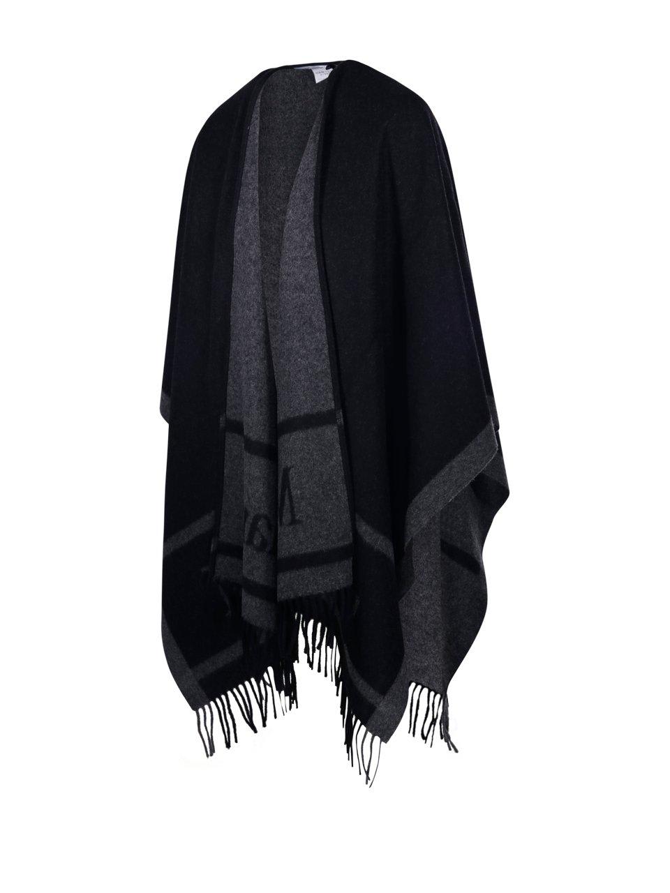 Shop Max Mara Logo Detailed Fringed Cape In Nero