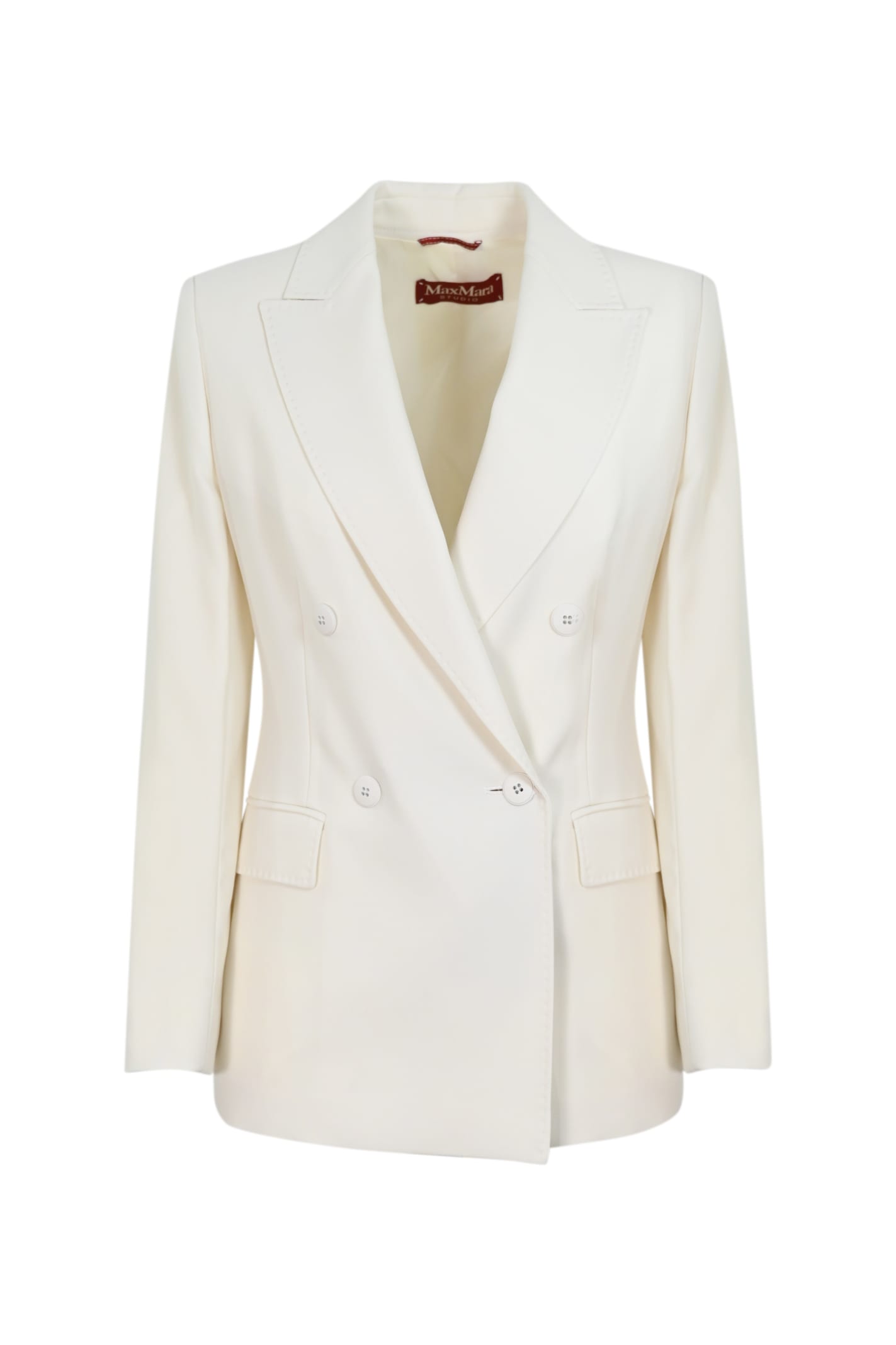 Shop Max Mara Caucaso Wool Crepe Jacket In Bianco