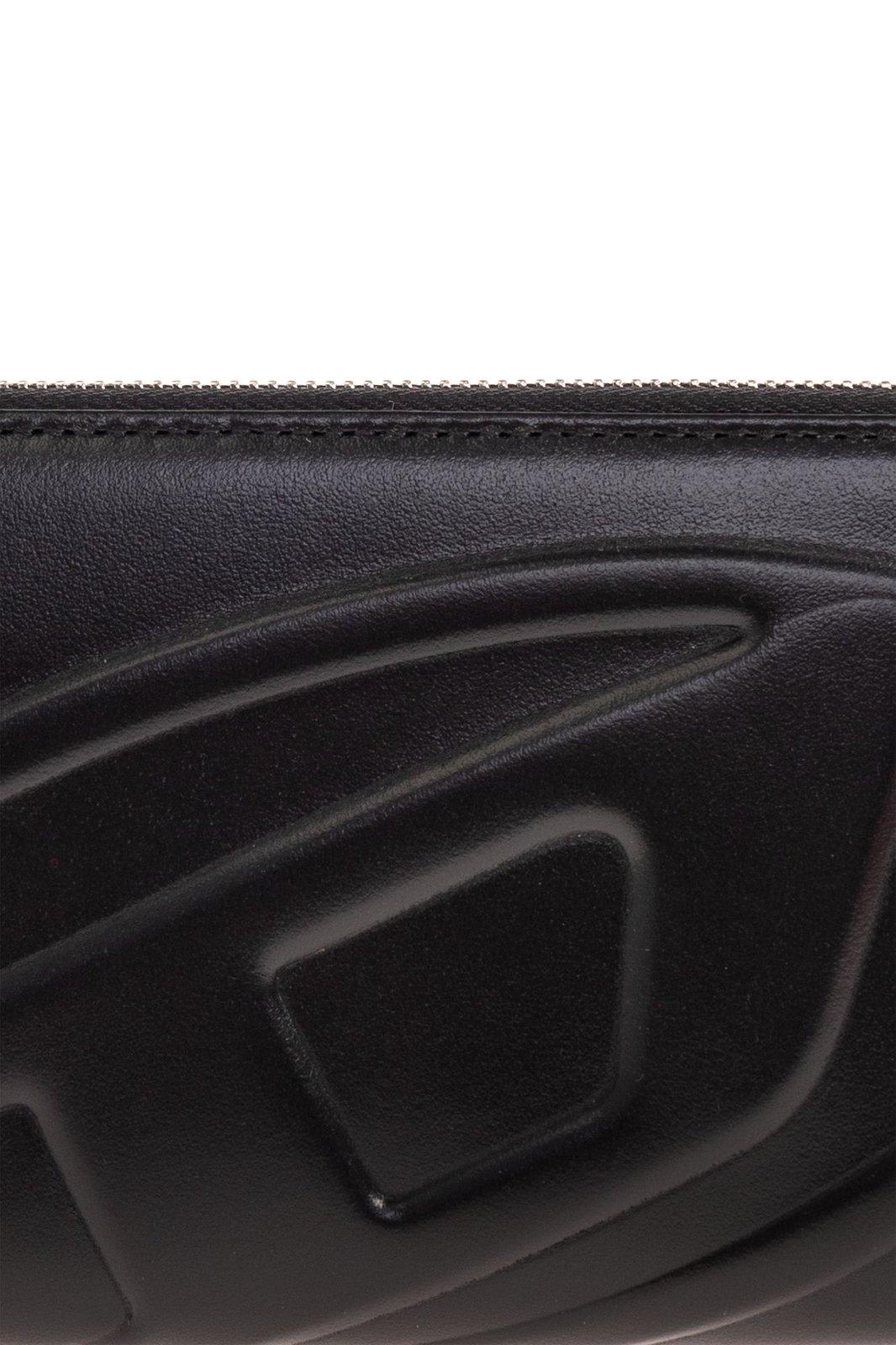 Shop Diesel 1-dr Fold Logo Embossed Wallet  In Black