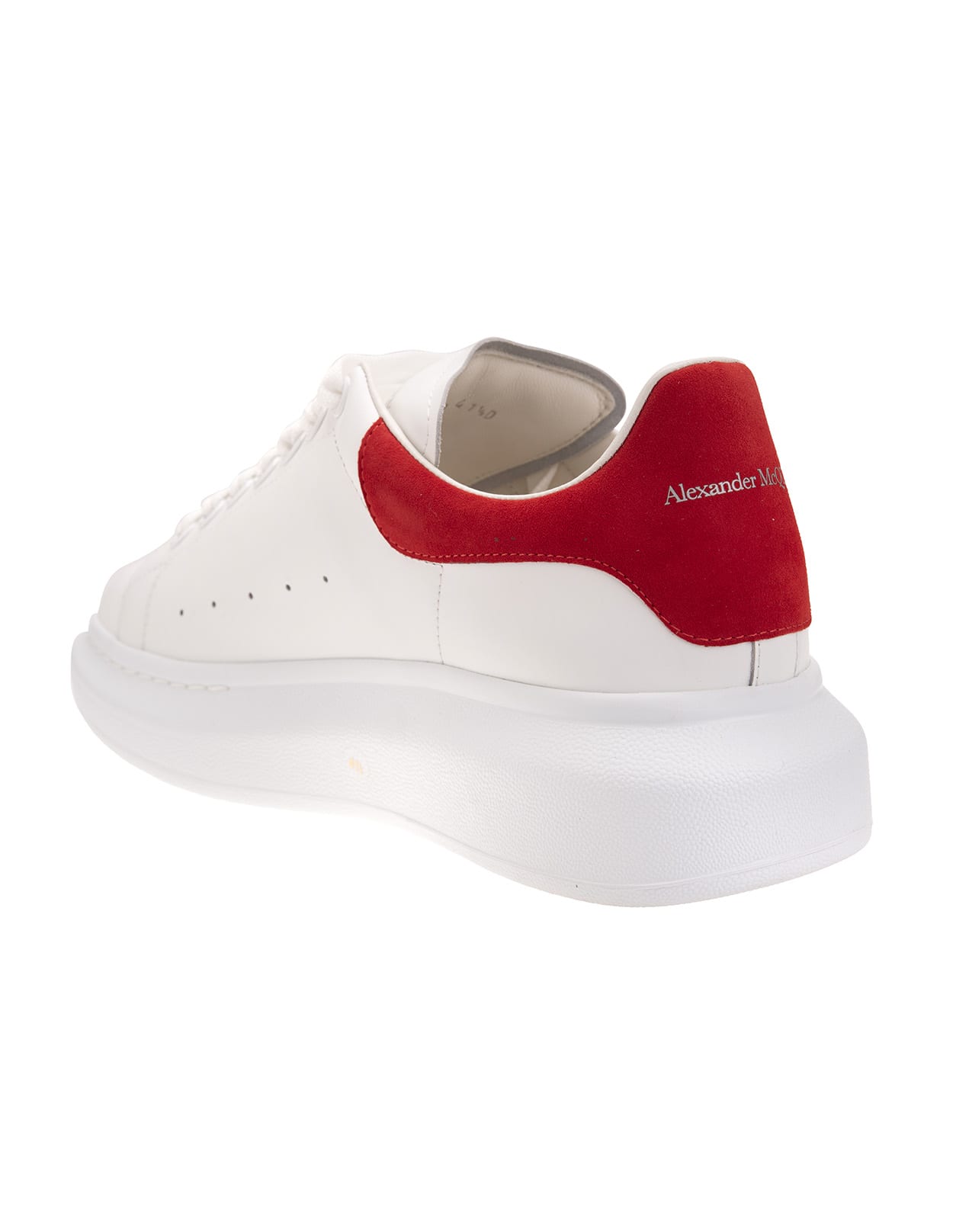 Shop Alexander Mcqueen White Oversized Sneakers With Lust Red Suede Spoiler