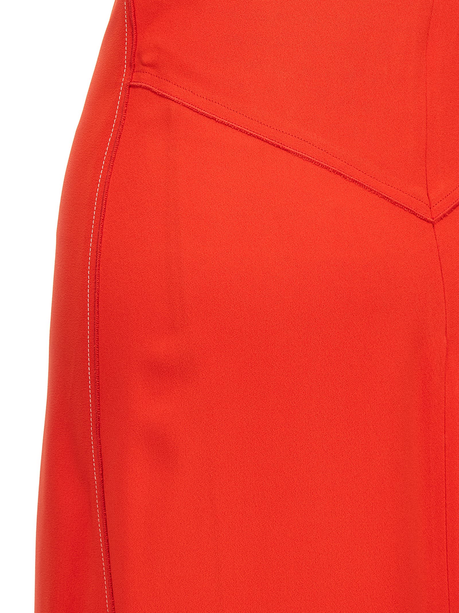 Victoria Beckham Gathered V Neck Midi Dress Tomato