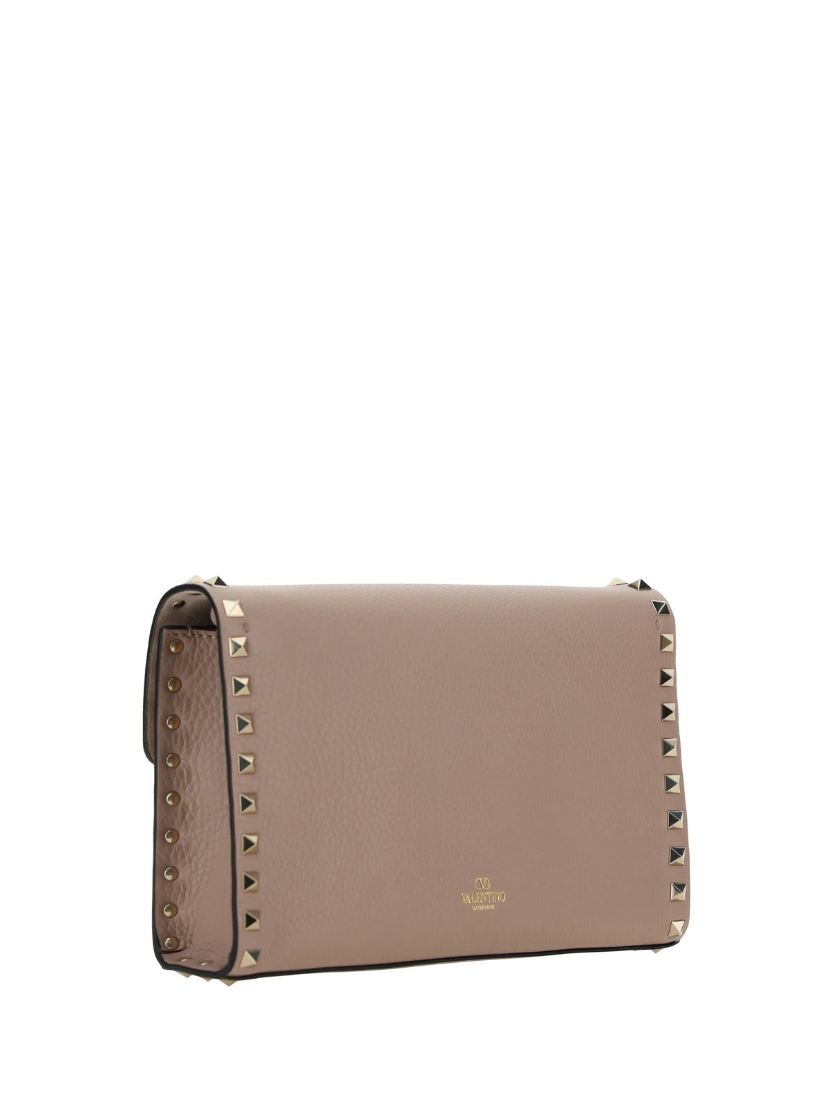 Shop Valentino Garavani Rockstud Foldover Top Small Shoulder Bag In Powder