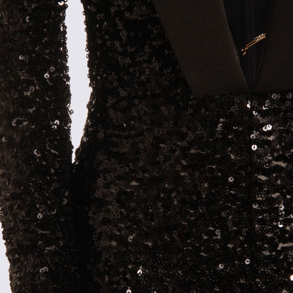 Elisabetta Franchi Sequin Trousers V-neck Embellished Detail In Black