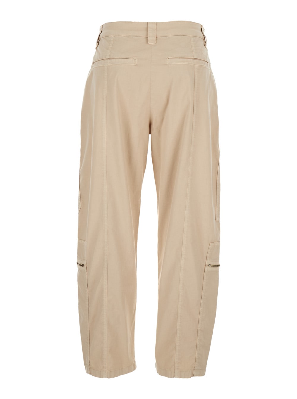 Shop Pinko Beige Cargo Pants With Multiple Pockets In Cotton Woman In Pink