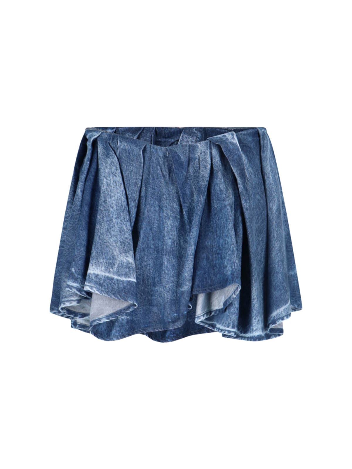 Draped Denim Mini Skirt