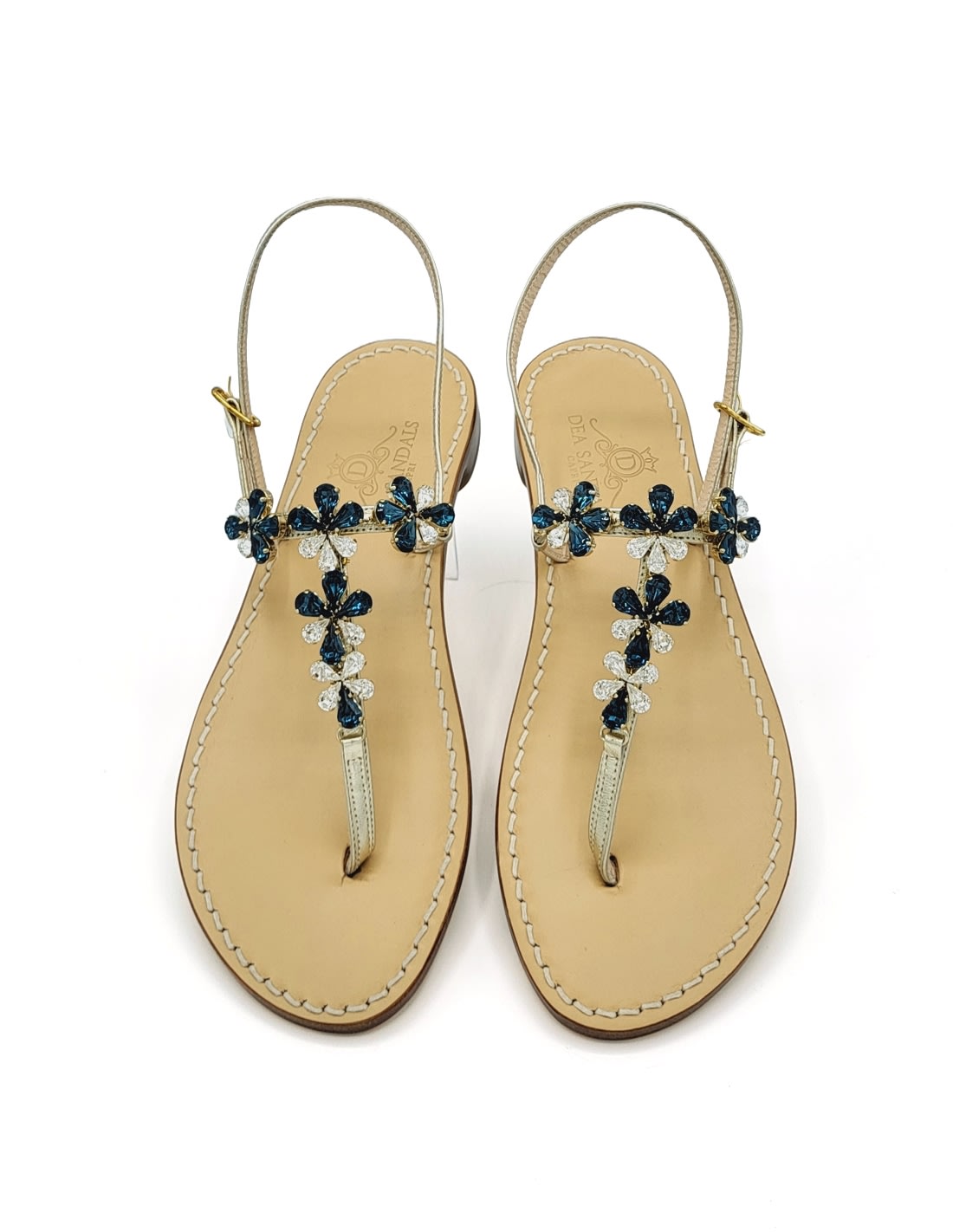 DEA SANDALS NAVY BLUE NARCISSUS JEWEL SANDALS