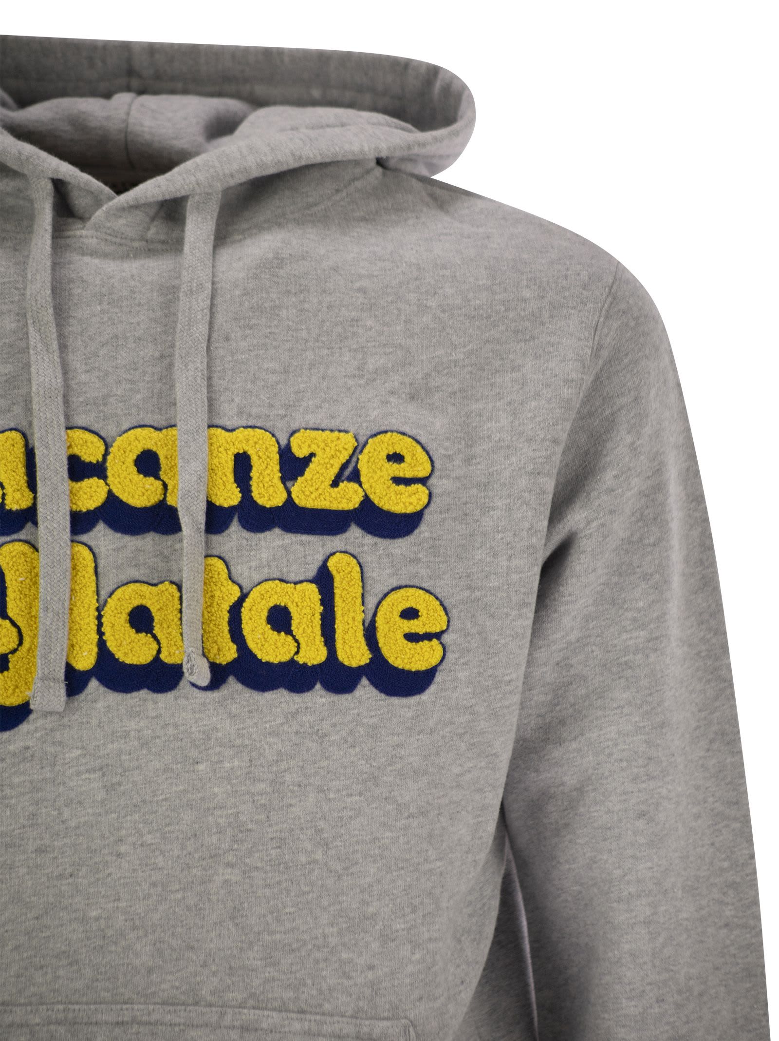 Mc2 Saint Barth Mens Grey Tribeca Sweatshirt With Vacanze Di Natale Logo Embroidery In Grey/yellow