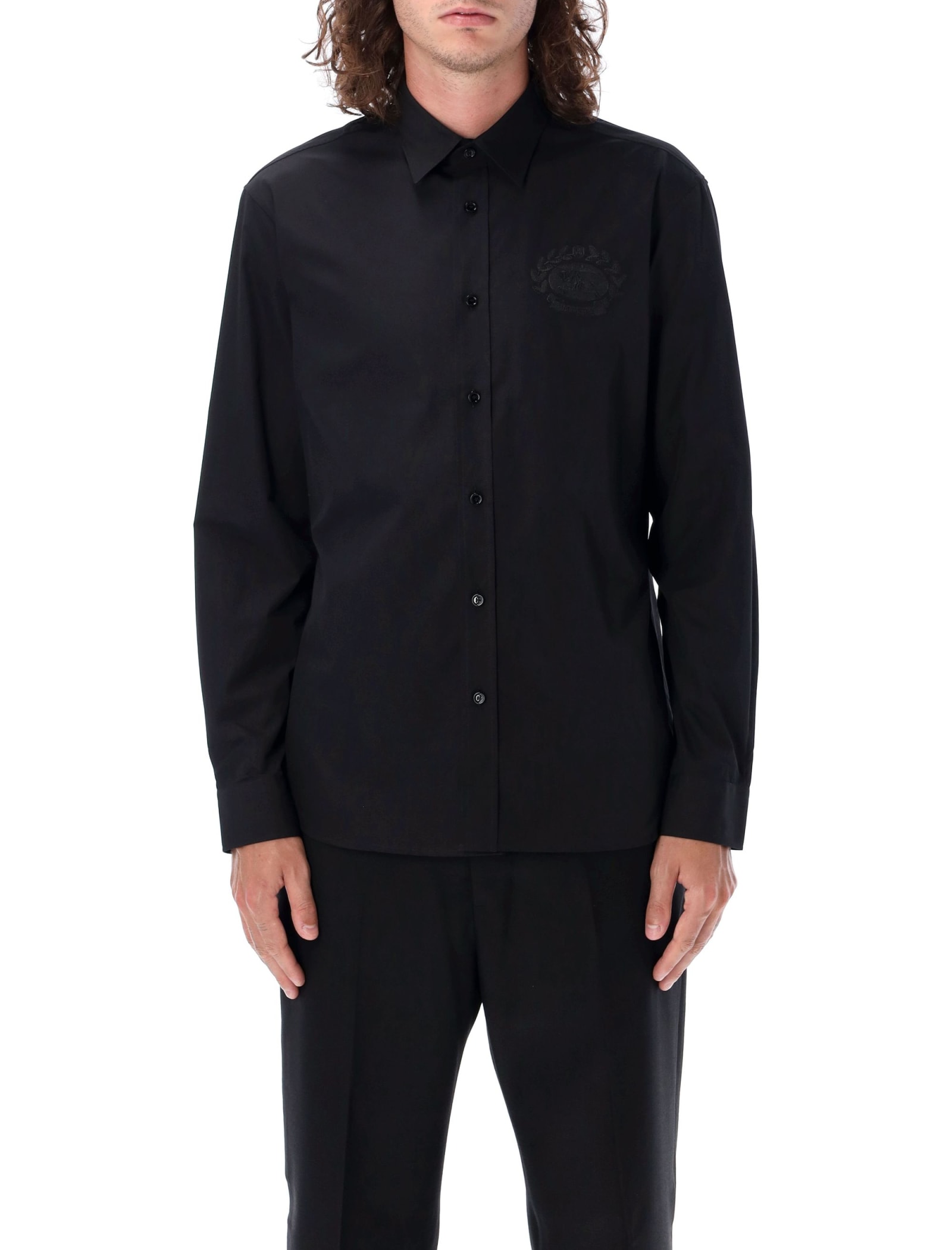 Shop Burberry Ekd Cotton Shirt In Black