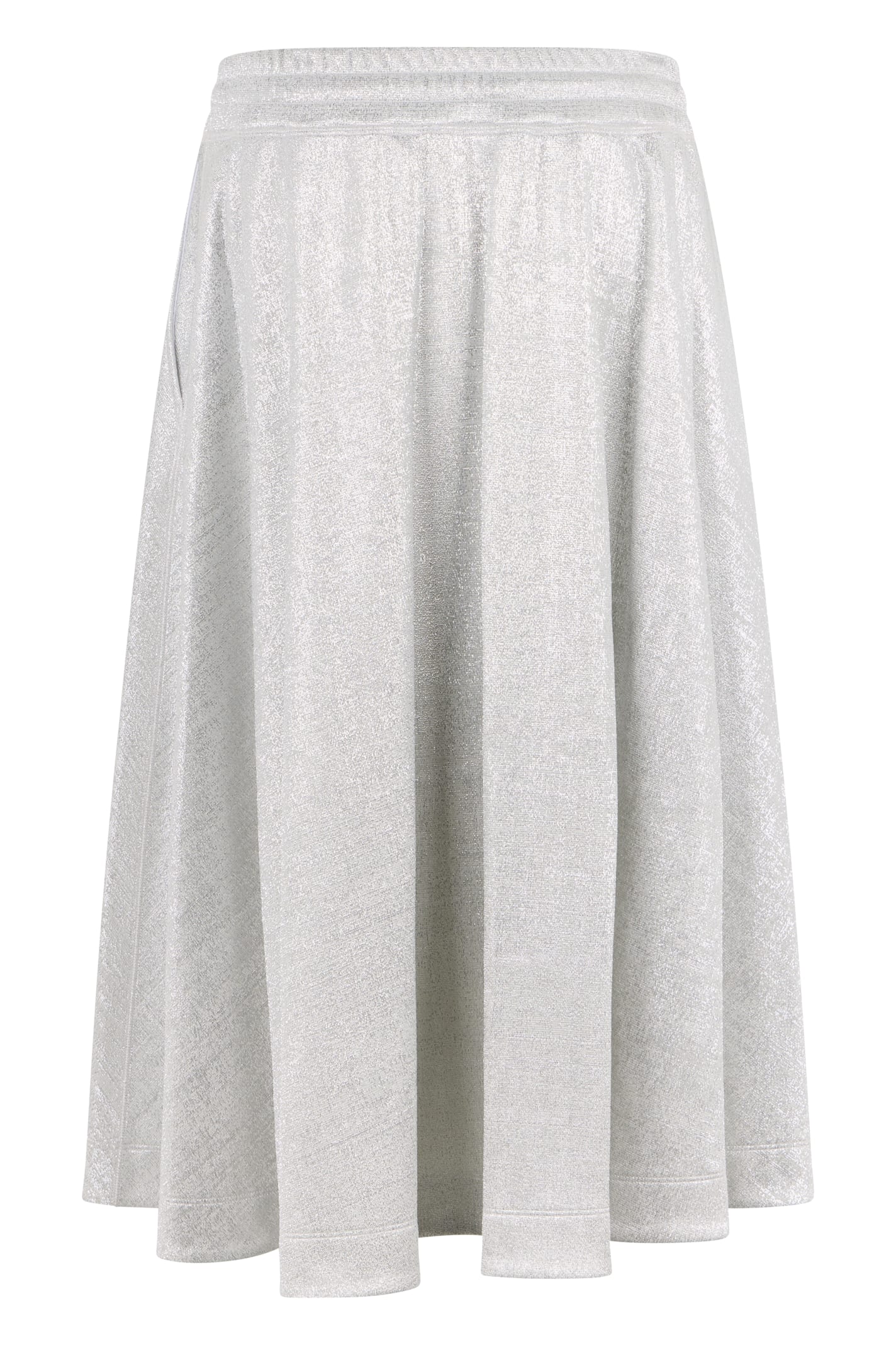 Valentino Flared Midi Skirt In Silver