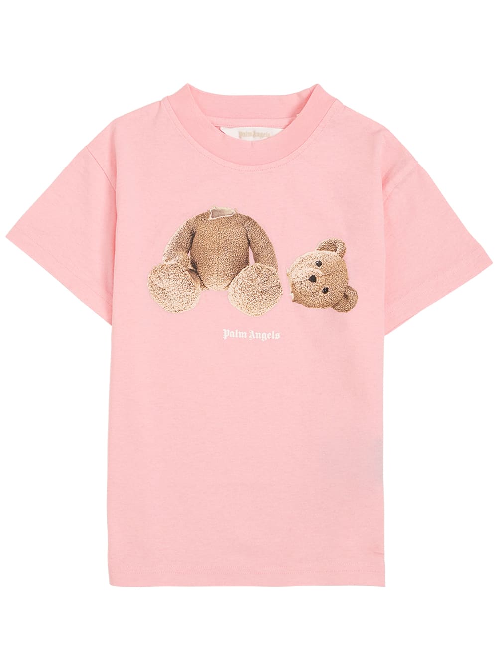 Palm Angels Pink Cotton T-shirt With Teddy Bear Print