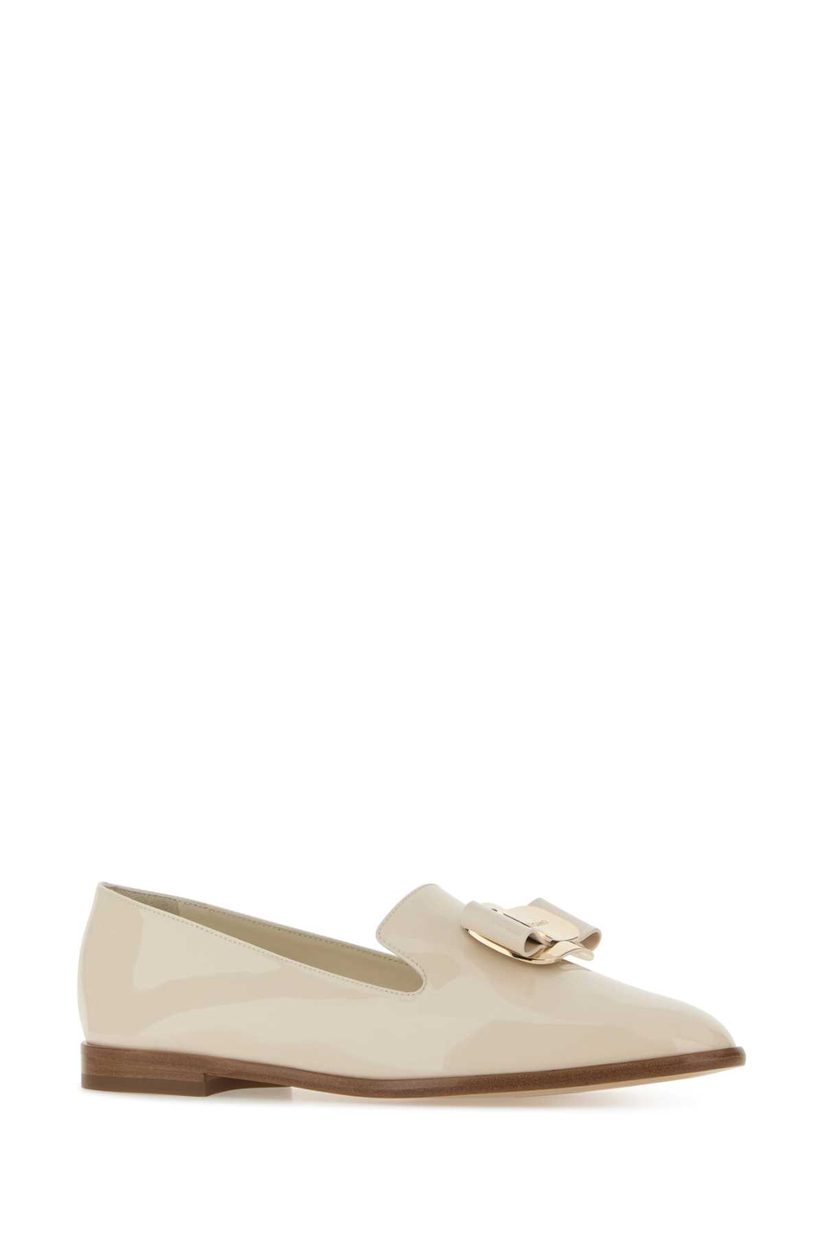 Ferragamo Ivory Leather Zamira Loafers In Mascarponemascarponemascarpone