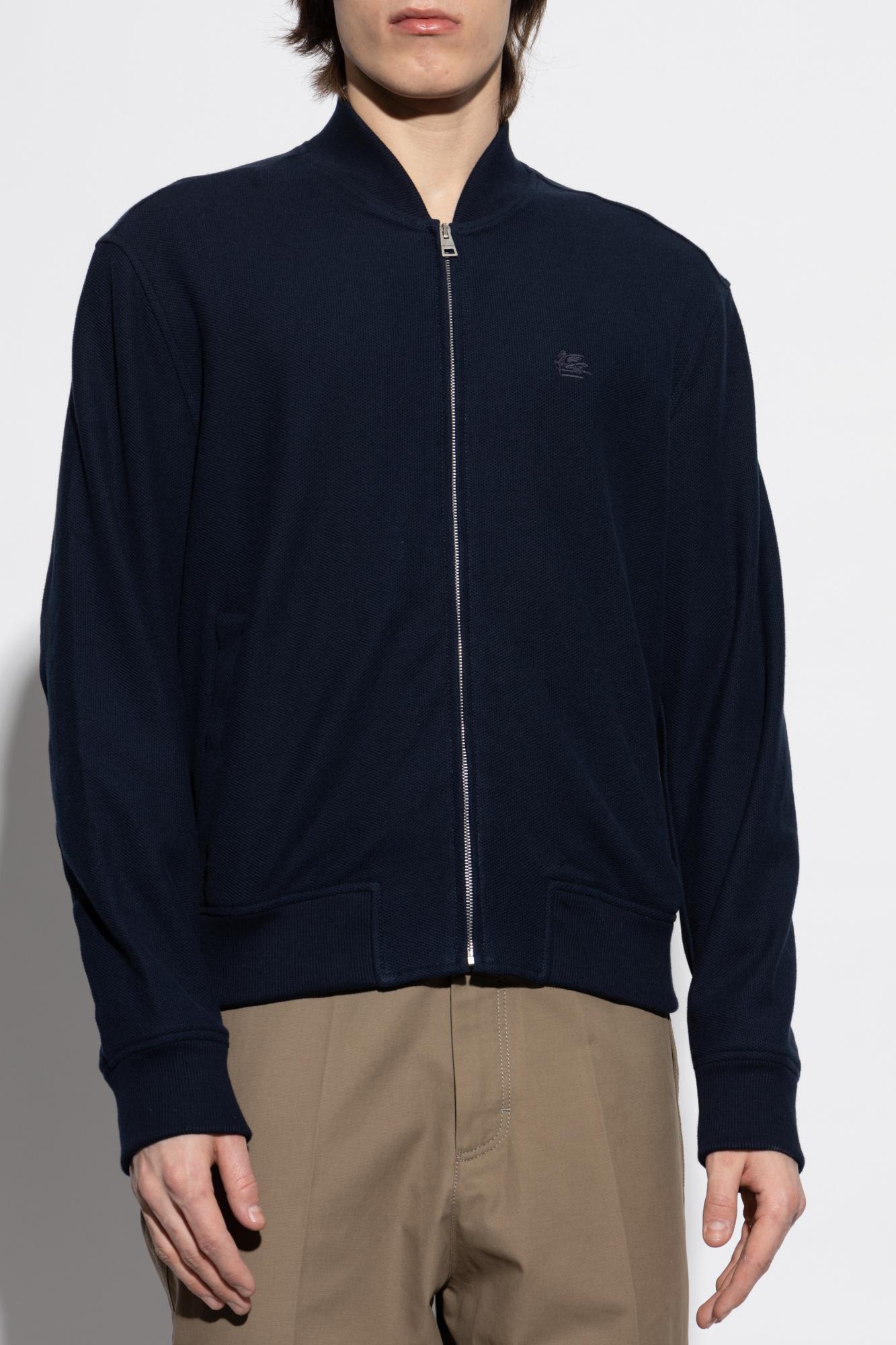 Etro Embroidered Logo Bomber Jacket In Blue