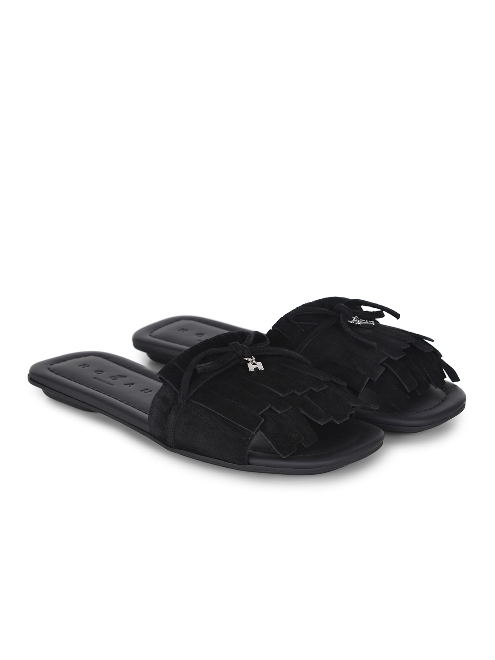 Hogan Fringed Sandals In Black