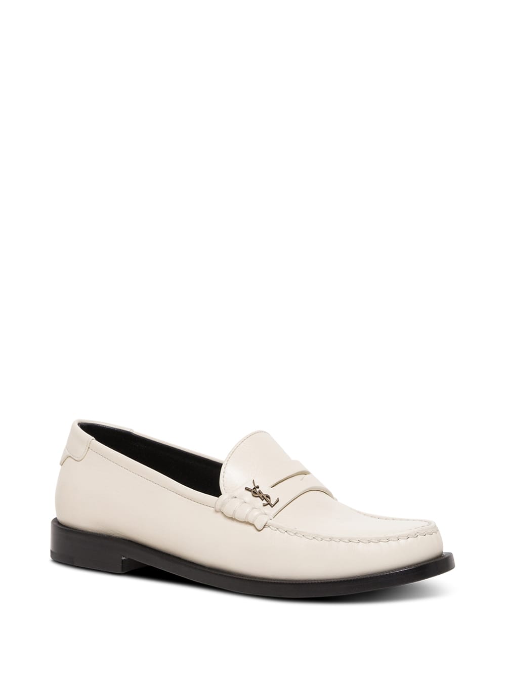 Shop Saint Laurent White Loafers In Leather Woman