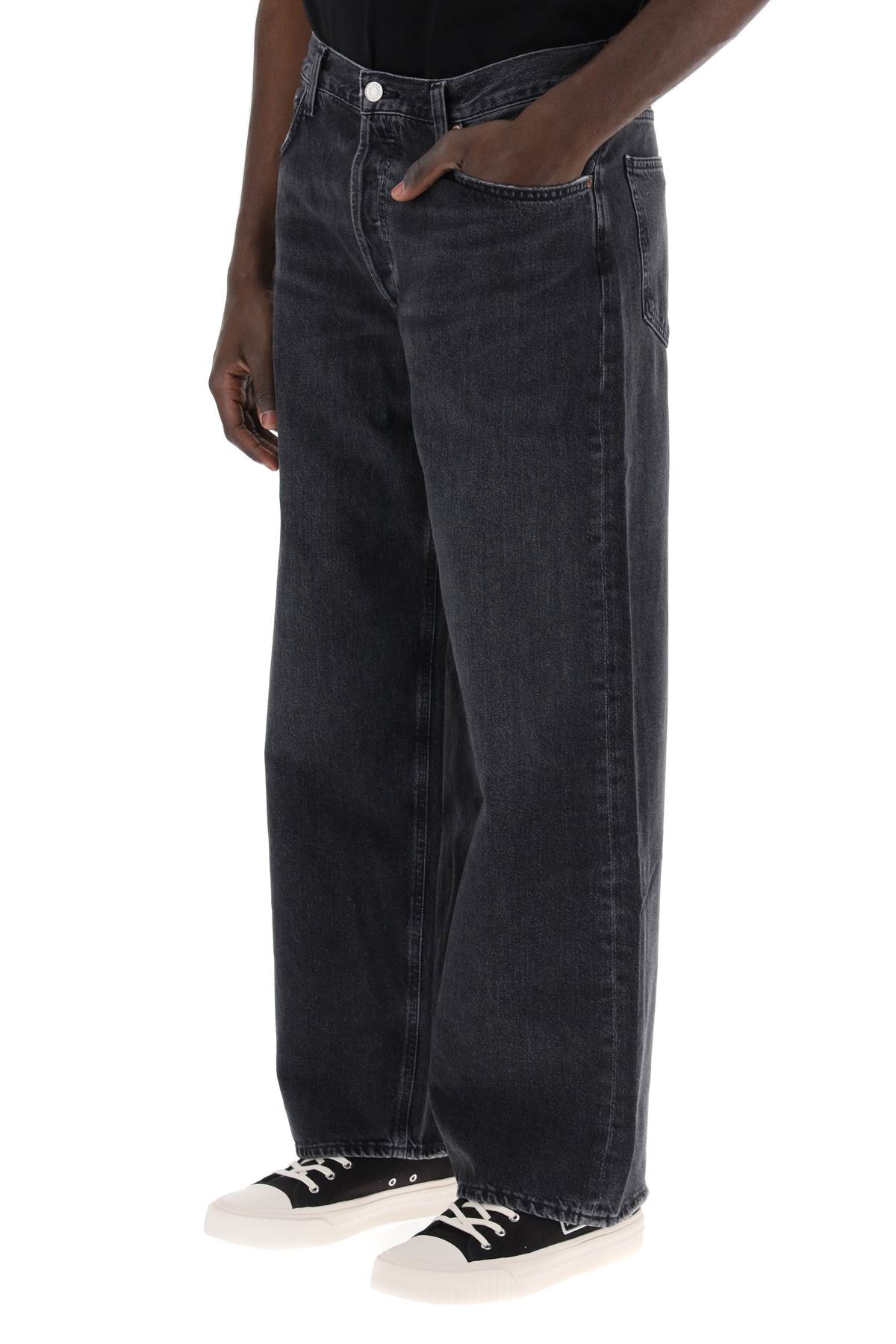 Shop Agolde Baggy Slung Jeans In Paradox (black)