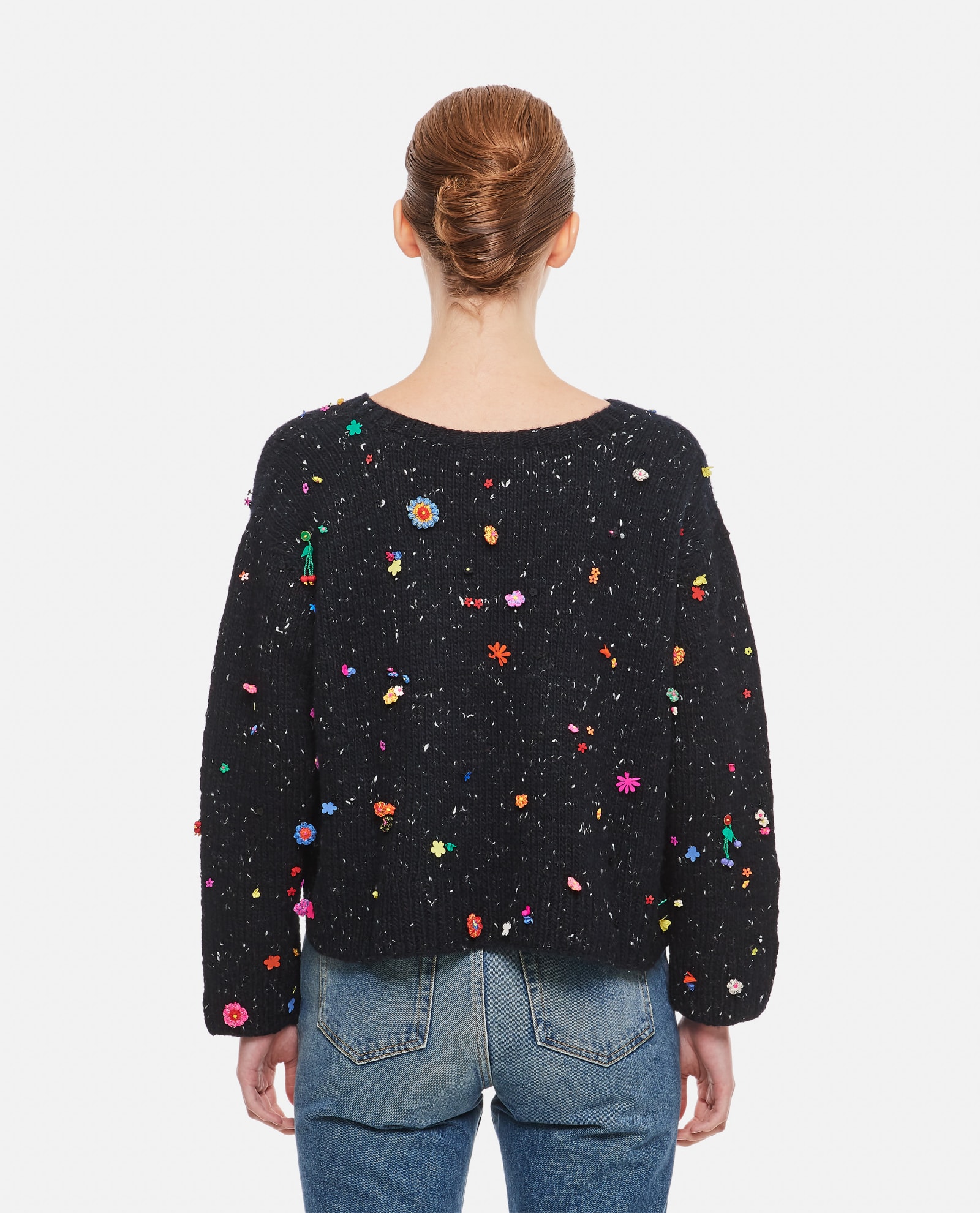 Shop Péro Wool Sweater With Applications In Black