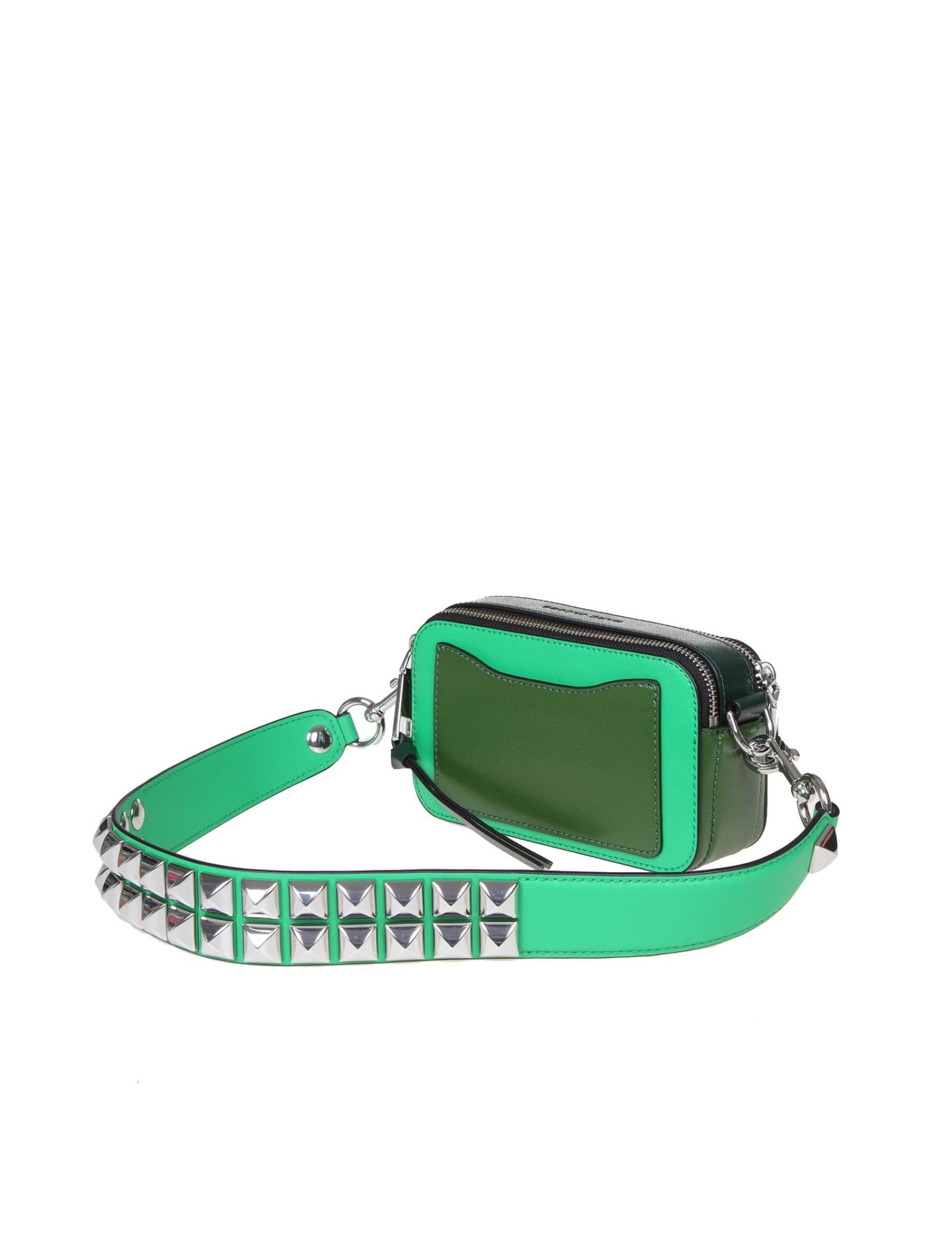 Marc Jacobs - Snapshot Studs - Green leather bag with canvas print