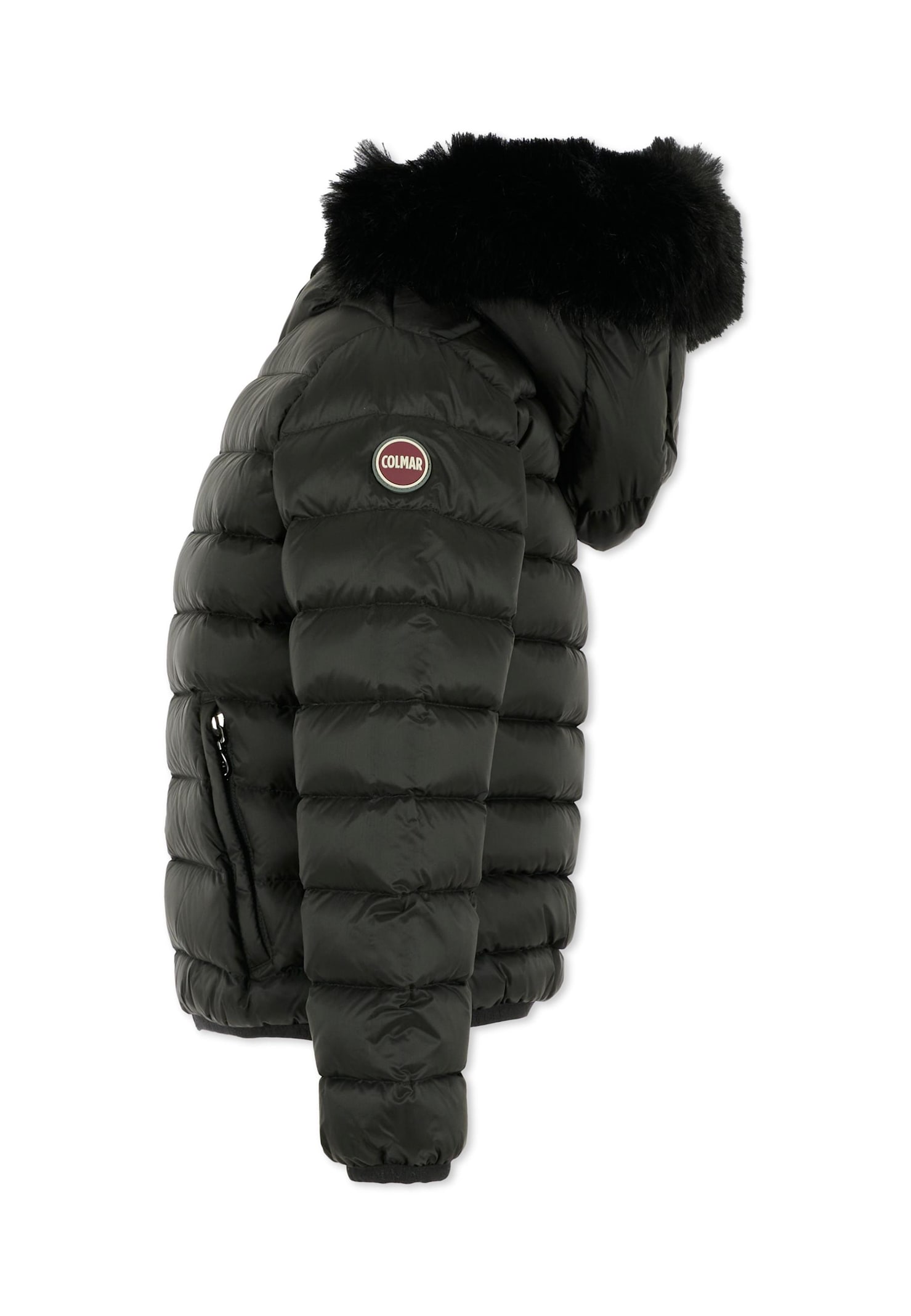 Colmar Black Down Jacket For Girl With Logo In Black