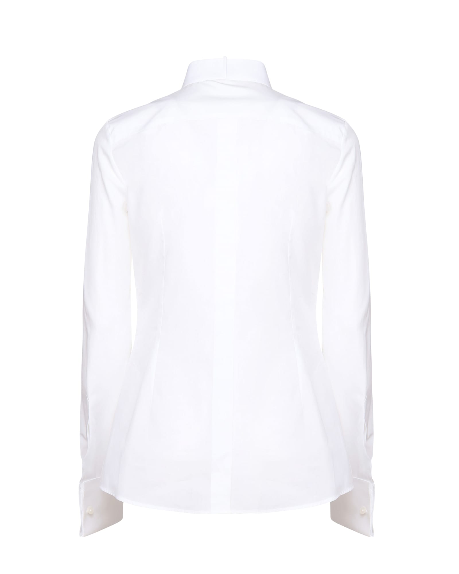 Shop Dolce & Gabbana Cotton Poplin Shirt With Pique Plastron In Bianco