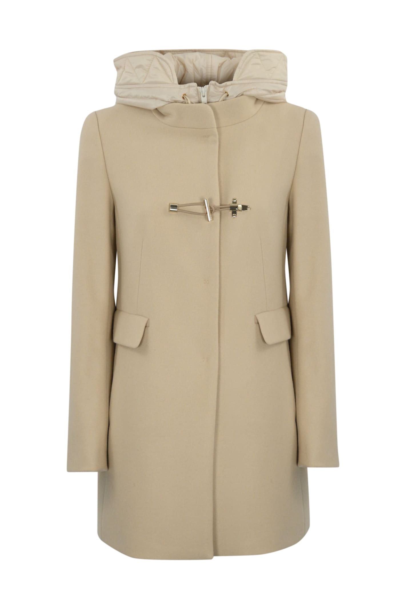 Fay Cloth Toggle Coat In Panna