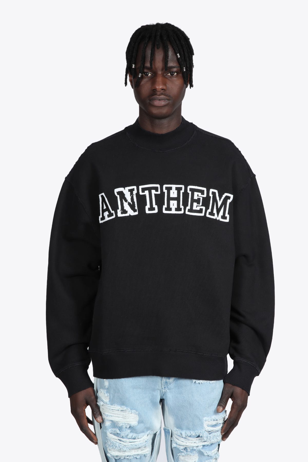 032c Oversized Anthem Sweatshirt Black cotton Anthem sweatshirt
