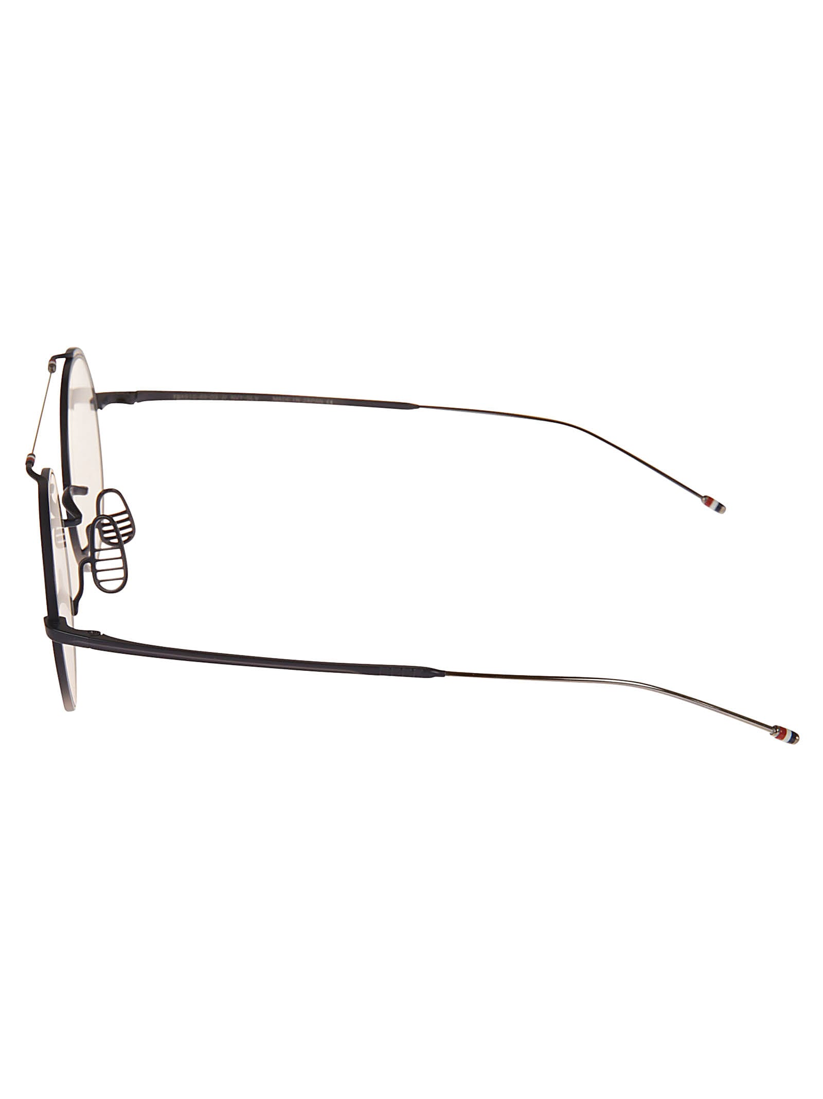 Shop Thom Browne Top Bar Round Glasses In Matte Navy Silver