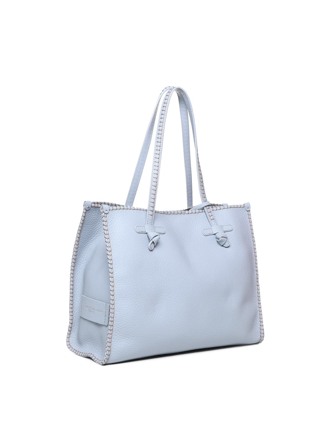 Shop Gianni Chiarini Marcella Shopping Bag In Leather In Light Blue