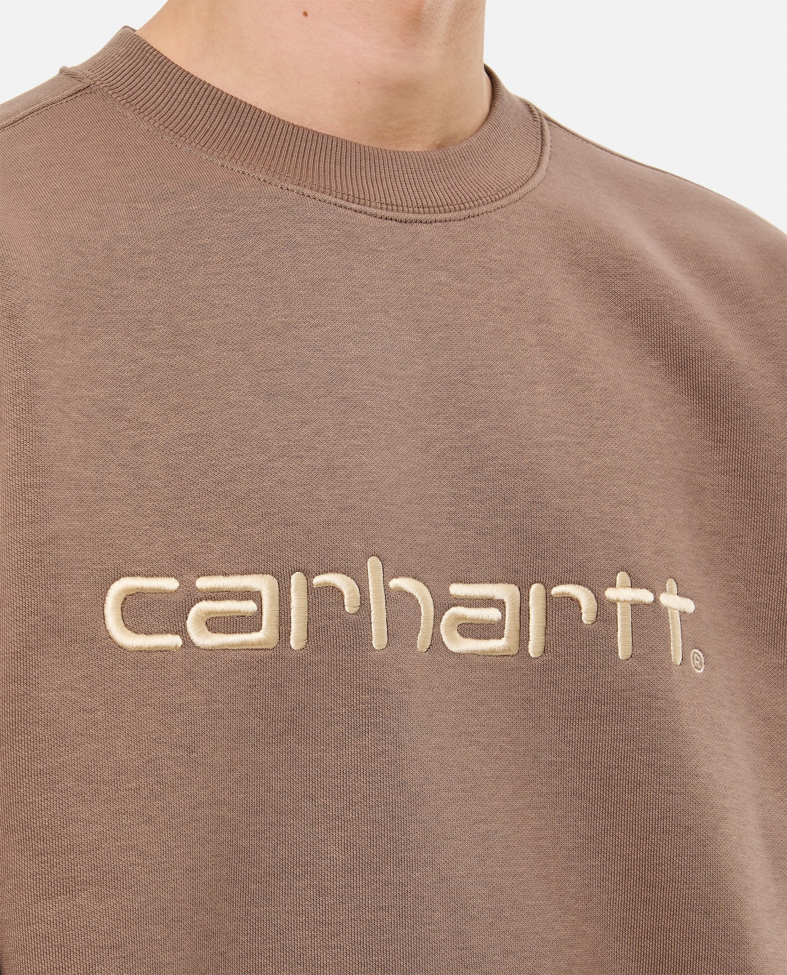 Shop Carhartt Cotton Sweatshirt In Taupe