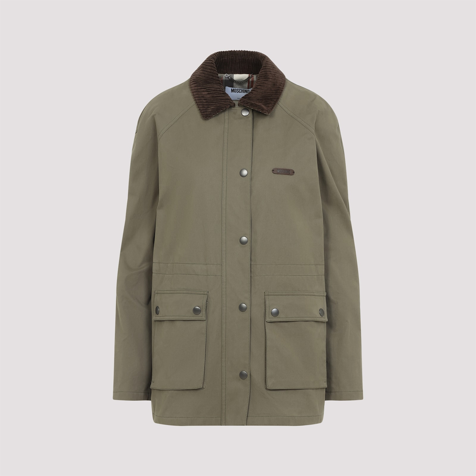 Moschino Logo Label Jacket With Elbow Patches In Green