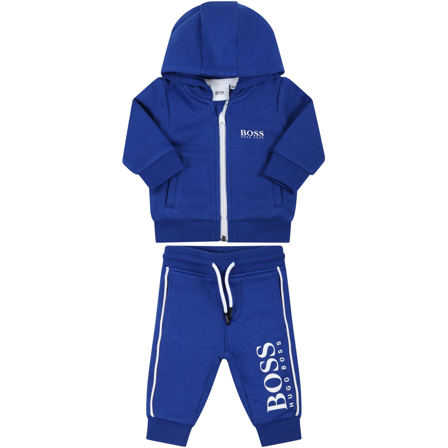 Hugo Boss Blue Suit For Baby Boy With White Logo