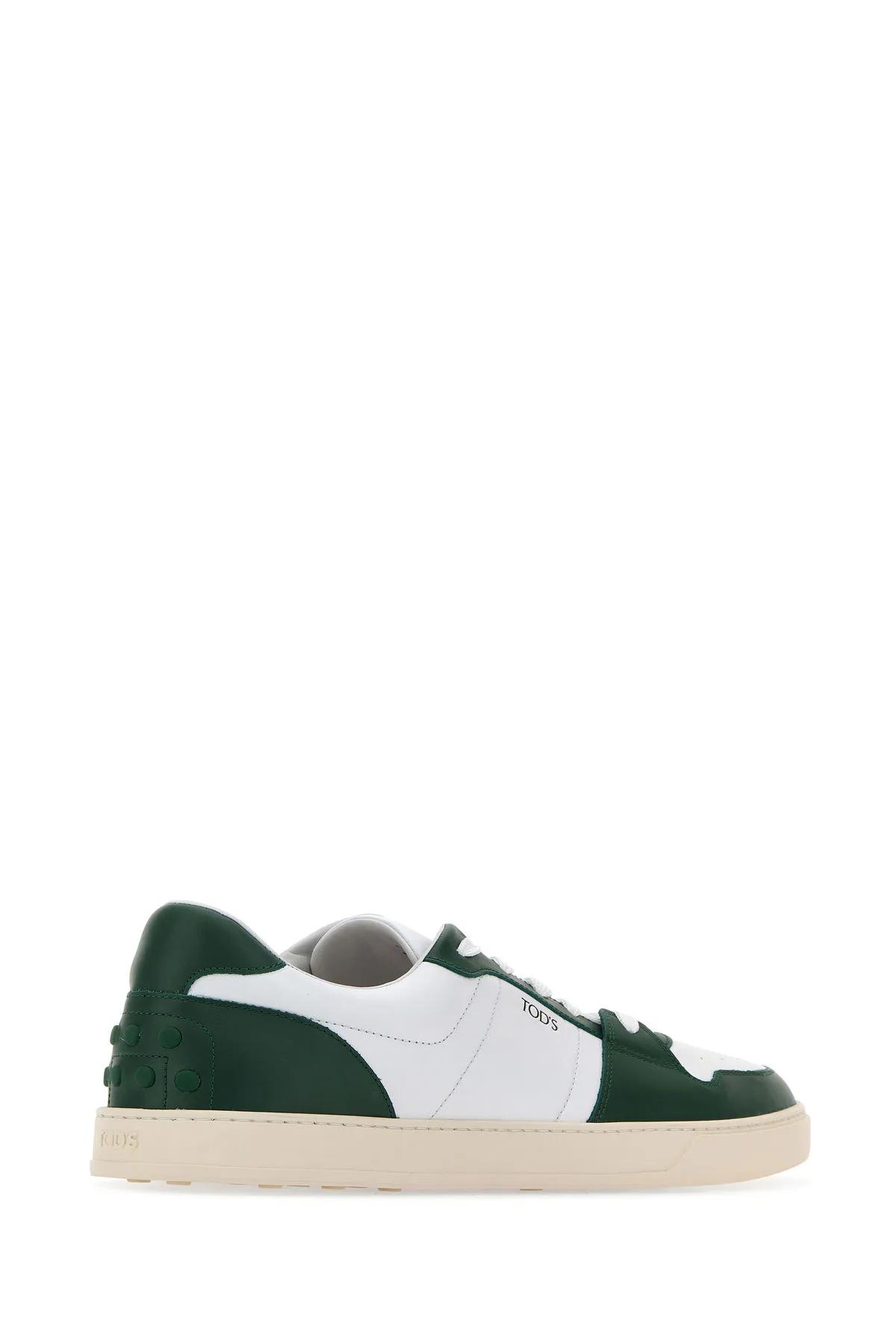 Shop Tod's Two-tone Leather Sneakers In E